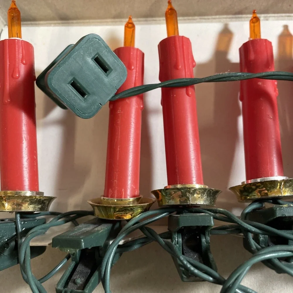Vintage Holiday Time 10 Candle‎ Light Set 9.5 Feet Long Indoor Outdoor Blinking